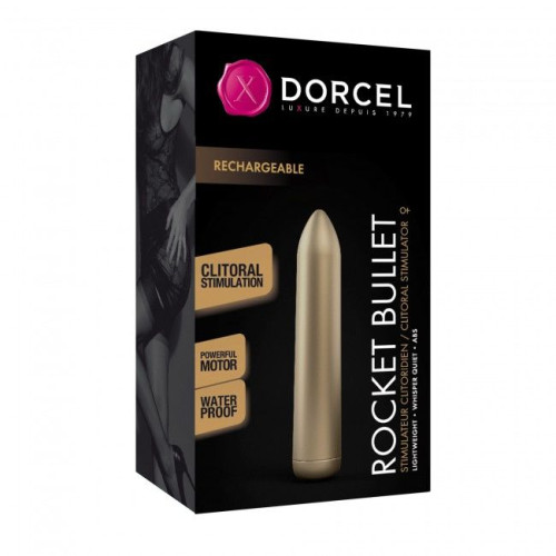 Перезаряжаемая вибропуля Marc Dorcel Rocket Bullet Золотая
