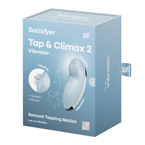 Вибростимулятор-пульсатор Satisfyer Tap & Climax 2 Blue, эффект постукивания пальцем