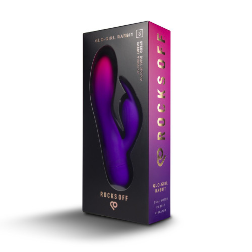 Вибратор-кролик Rocks Off Glo Girl – Rabbit, 2 мотора, 10 режимов, на батарейках