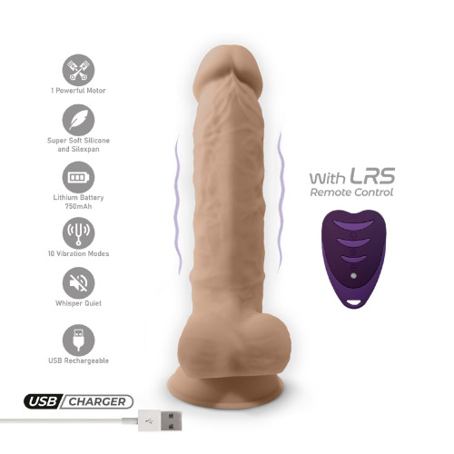 Фалоімітатор з вібрацією SilexD Vetus Vibro Flesh (MODEL 1 size 8in) + LRS, двошаровий, діам. 4,2 см