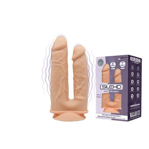 Фаллоимитатор двойной с вибрацией SilexD Double Gusto Flesh Motor (Model 1 size 8&7), двухслойный
