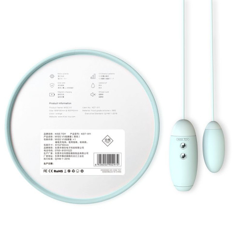 Вакуумный стимулятор с виброяйцом 2-в-1 KisToy Miss VV Голубой