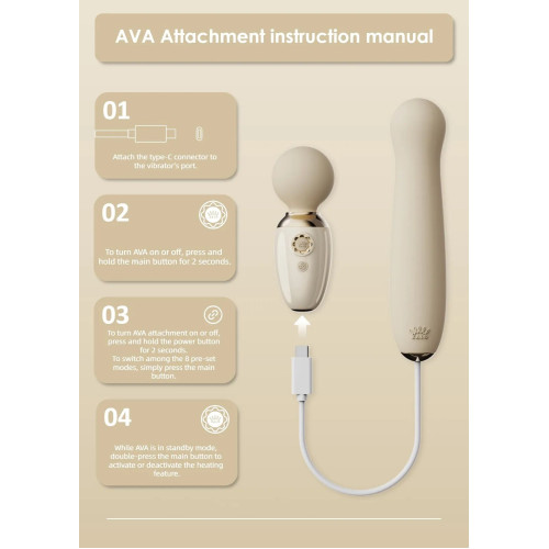 Пульсатор Zalo – AVA Attachment Ivory White для смарт-вібромасажера Zalo – AVA