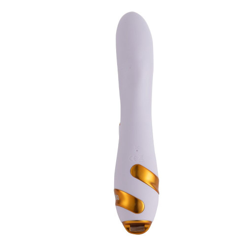 Вибратор-кролик с пульсацией и флоггером LOCKINK SEVANDA Whip Vibrating Massage Wand, бело-золотой