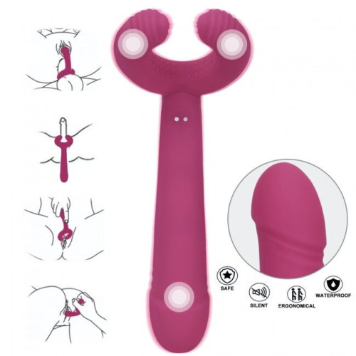 Вибратор для пар PLEASE ME - PLUM STAR с тремя моторами, гибкий