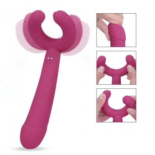 Вибратор для пар PLEASE ME - PLUM STAR с тремя моторами, гибкий