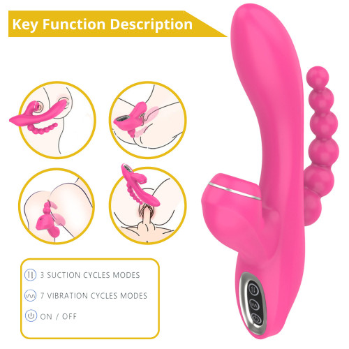 Вібратор Erospace Sweet Play Sucking Vibrator With Anal Beads A3