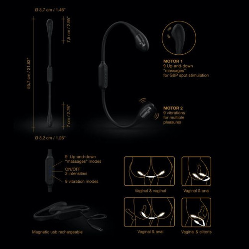 Вибратор на гибкой сцепке со стимуляцией пальчиком Marc Dorcel DUAL EXPLORER