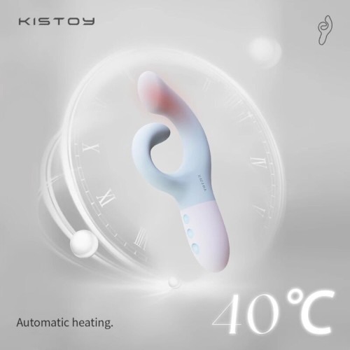 Вибратор-кролик для точки G KISTOY Big G Blue, изогнутый отросток, автоматический подогрев.