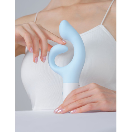 Вибратор-кролик для точки G KISTOY Big G Blue, изогнутый отросток, автоматический подогрев.