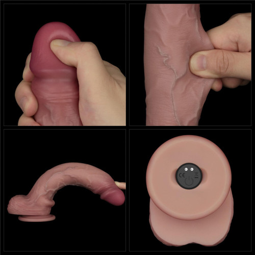 Реалістичний вібратор LoveToy Vibrating Sliding Skin Pro II Dual Layer Silicone Dong 10 Flesh