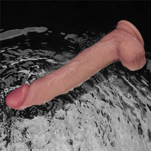 Реалістичний вібратор LoveToy Vibrating Sliding Skin Pro II Dual Layer Silicone Dong 10 Flesh
