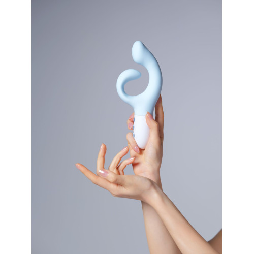 Вибратор-кролик для точки G KISTOY Big G Blue, изогнутый отросток, автоматический подогрев.