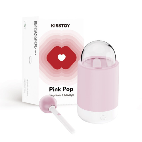 Вибратор-конфета на палочке KISTOY Pink Pop, зарядный кейс-ночник, 10 режимов вибрации