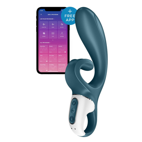 Смарт вибратор-кролик Satisfyer Hug Me Bluegrey, 2 мотора, диаметр 4,2см, широкая клиторальная часть