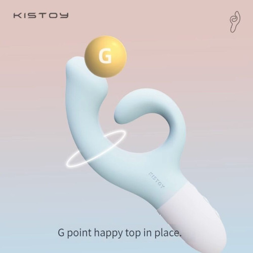 Вибратор-кролик для точки G KISTOY Big G Blue, изогнутый отросток, автоматический подогрев.