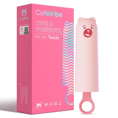 Вибратор CuteVibe Teddy Pink (Black Dildo), реалистичный вибратор под видом мороженого.