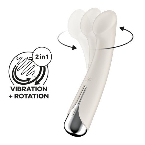 Вибратор с ротацией Satisfyer Spinning G-Spot 1 Beige, плоская площадка для стимуляции точки G