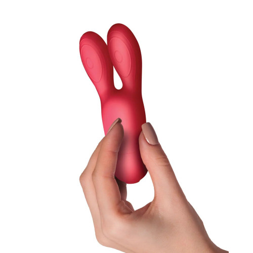 Клиторальный вибратор SugarBoo Coral Kiss с ушками, два мотора, работа от батареек (в комплекте)