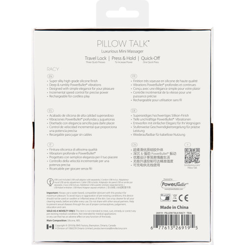 Роскошный вибратор PILLOW TALK Racy с кристаллом Сваровски Бирюзовый