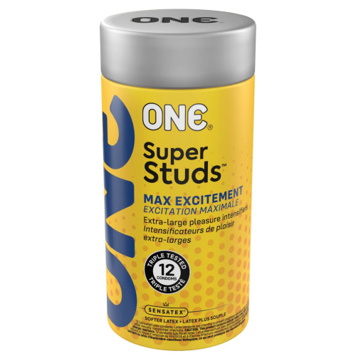 ONE Super Studs, 12 шт, с точечным рельефом, со смазкой, подарочная упаковка-тубус