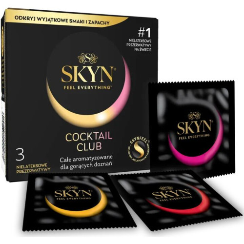 Презервативы SKYN Cocktail Club 3 шт, вкусы Pina Colada, Cherry Sunrise и Passion Daiquiri