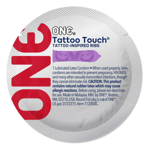 ONE Tattoo Touch, 100 шт, з рельєфом у вигляді тату, 3 різновиди, паковання-тубус