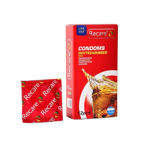 Recare Cola Dotted&Ribbed Condoms 12 шт, з пухирцями та ребрами, аромат: Кола