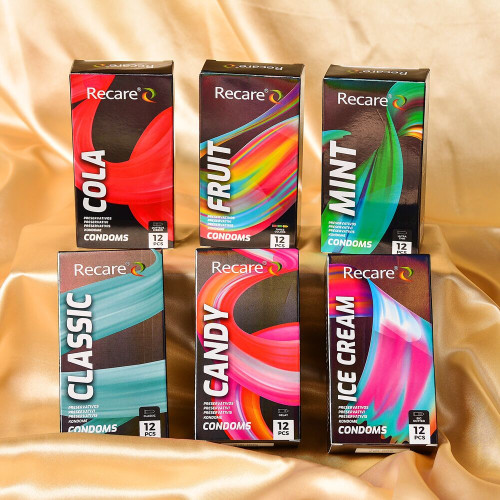 Holographic Recare Delay Candy Condoms 12 шт, пролонгувальний ефект, цукерковий аромат