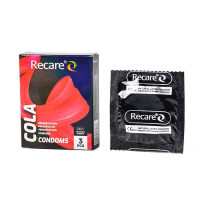 Holographic Recare Cola Dotted&Ribbed Condoms 3 шт, з пухирцями і ребрами, аромат: Кола