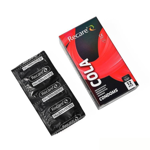 Holographic Recare Cola Dotted&Ribbed Condoms 12шт, з пухирцями і ребрами, аромат: Кола