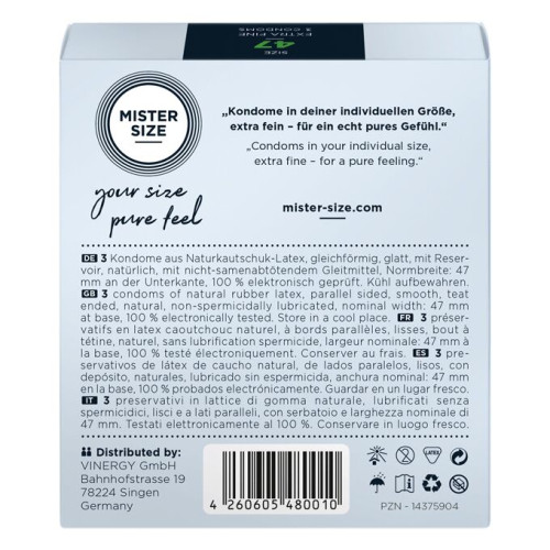 Mister Size - pure feel - 47 (3 condoms), товщина 0,05 мм