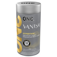 ONE Vanish Hyperthin, 12 шт, ультратонкие, со смазкой, подарочная упаковка-тубус ONE Vanish Hyperthin, 12 шт, ультратонкие, со смазкой, подарочная упаковка-тубус