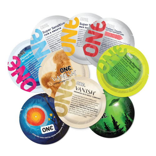 ONE Mixed Pleasures, 24 шт, 8 видов, лубрикант в комплекте, подарочная упаковка-тубус