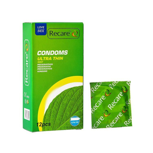 Recare Ultra Thin Mint Condoms 12 шт, ультратонкі, аромат: м'ята