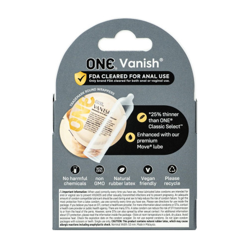ONE Vanish Hyperthin, 3 шт, ультратонкие, со смазкой, картонная упаковка