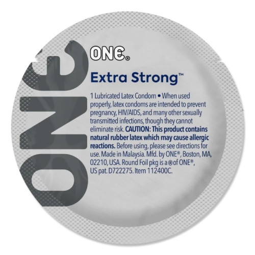 ONE Extra Strong, 1 шт, расширенная форма, со смазкой, подходит для анального секса