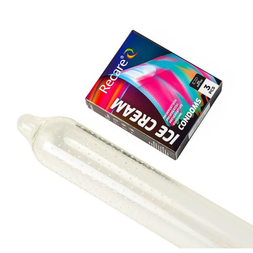 Holographic Recare Ice Cream Big Dotted Condoms 3 шт, з пухирцями, аромат: морозиво
