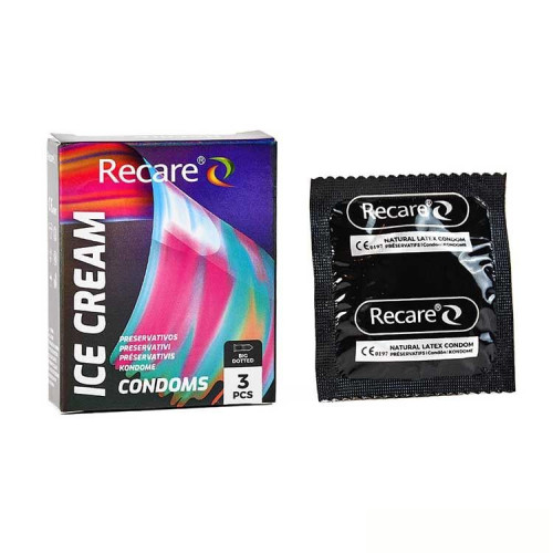 Holographic Recare Ice Cream Big Dotted Condoms 3 шт, з пухирцями, аромат: морозиво