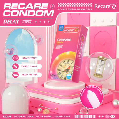 Recare Delay Candy Condoms 12 шт, пролонгувальний ефект, цукерковий аромат